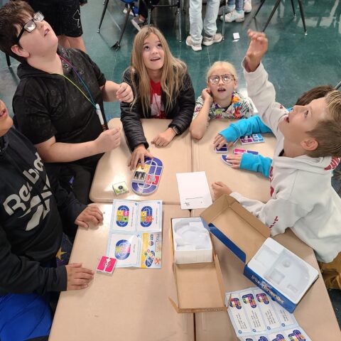 students learning about electricity with flying circuits