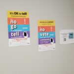 Mental health flyers posted in school hallway and common areas