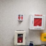 photo of campus AED, trauma kit, epi-station.