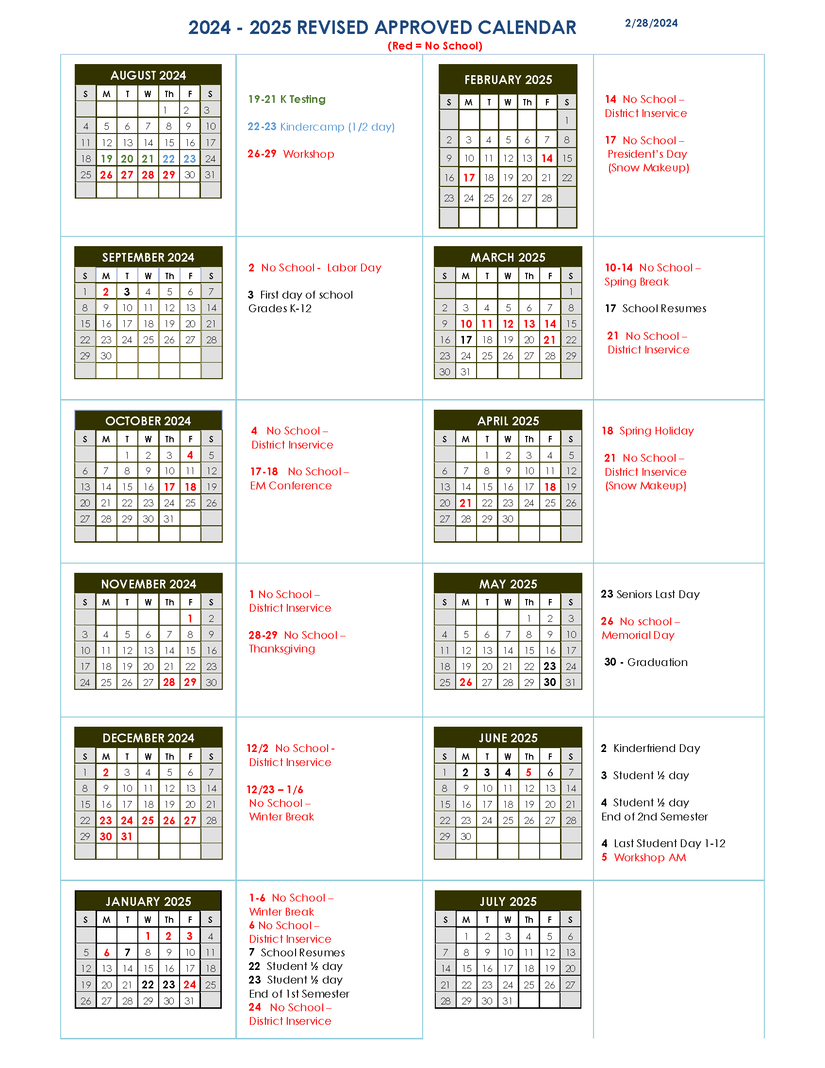 2024-25 Approved Calendar 