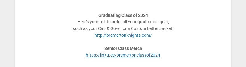 Graduating Class of 2024
Here’s your link to order all your graduation gear,
such as your Cap &...