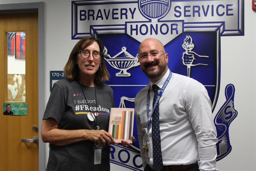 Kathleen Jaccarino and Michael Pincelli with Jason Reynolds' "For Every One"