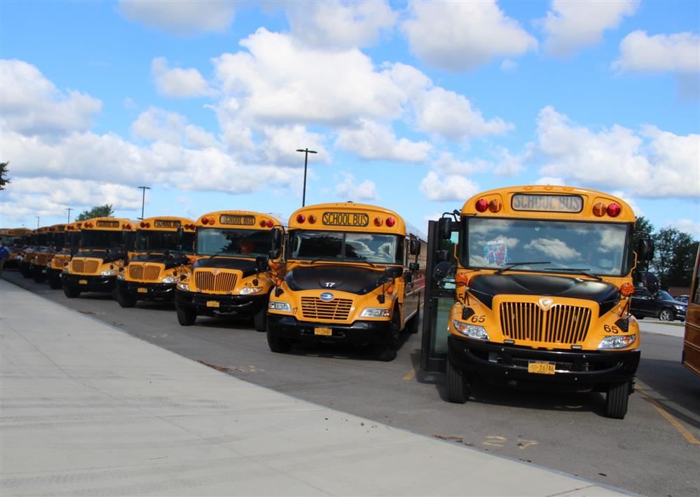  A row of buses lined up.