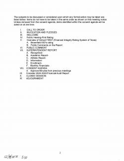 December Board Meeting