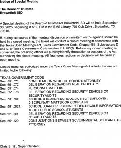 September 2025 Special Meeting