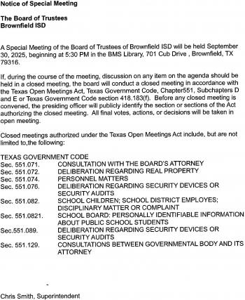 September 2025 Special Meeting