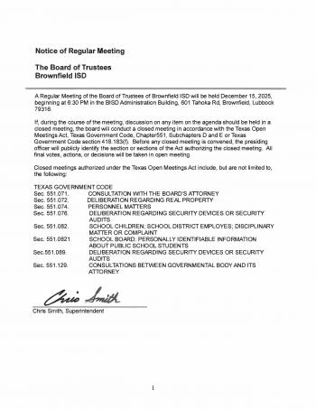 December Board Meeting