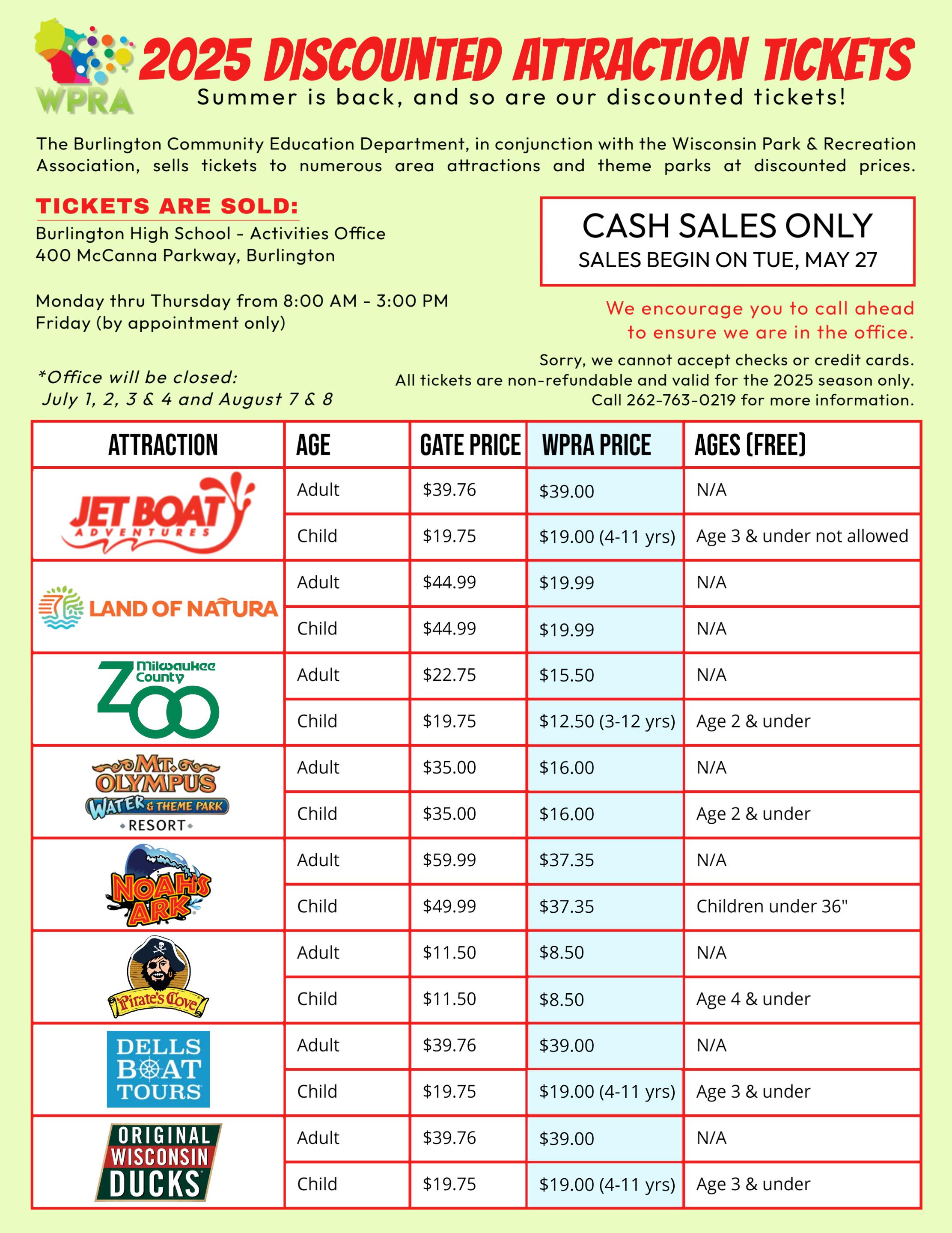 WPRA Discounted Attraction Tickets