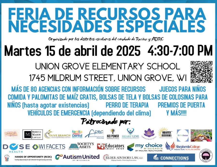 Feria de recursos para necesidades especial del Condado de Racine