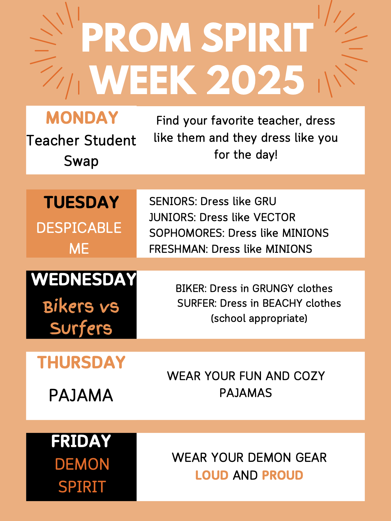 Prom Spirit Week