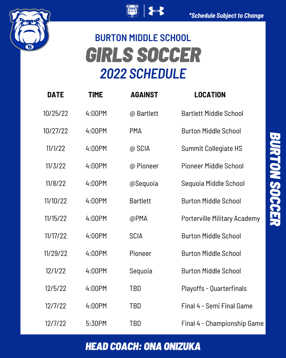 Soccer Schedule