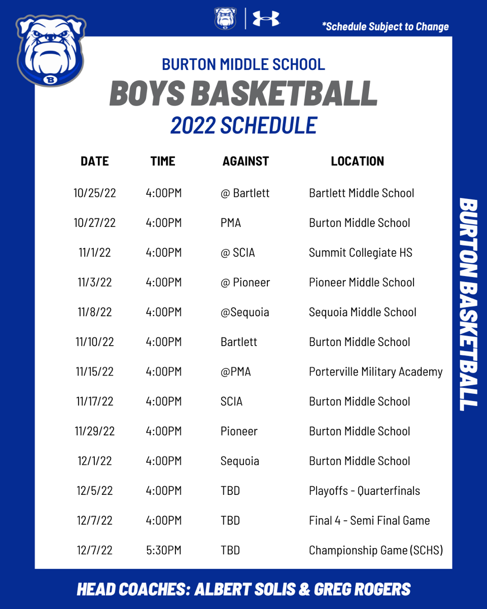 Basketball Schedule