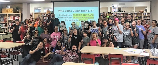 Borger Middle School Staff celebrates the three distinctions they earned