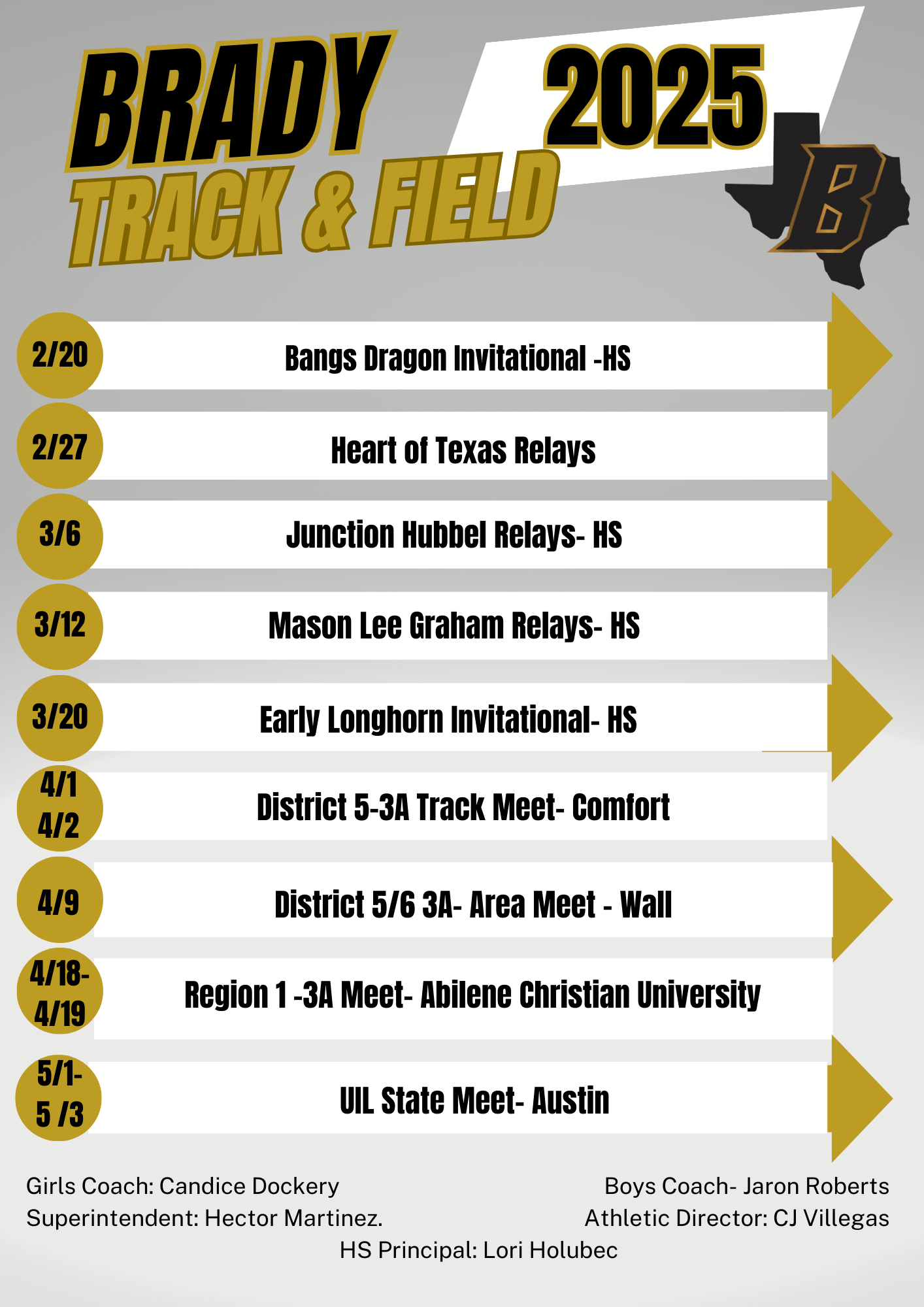 2025 HS Track Schedule