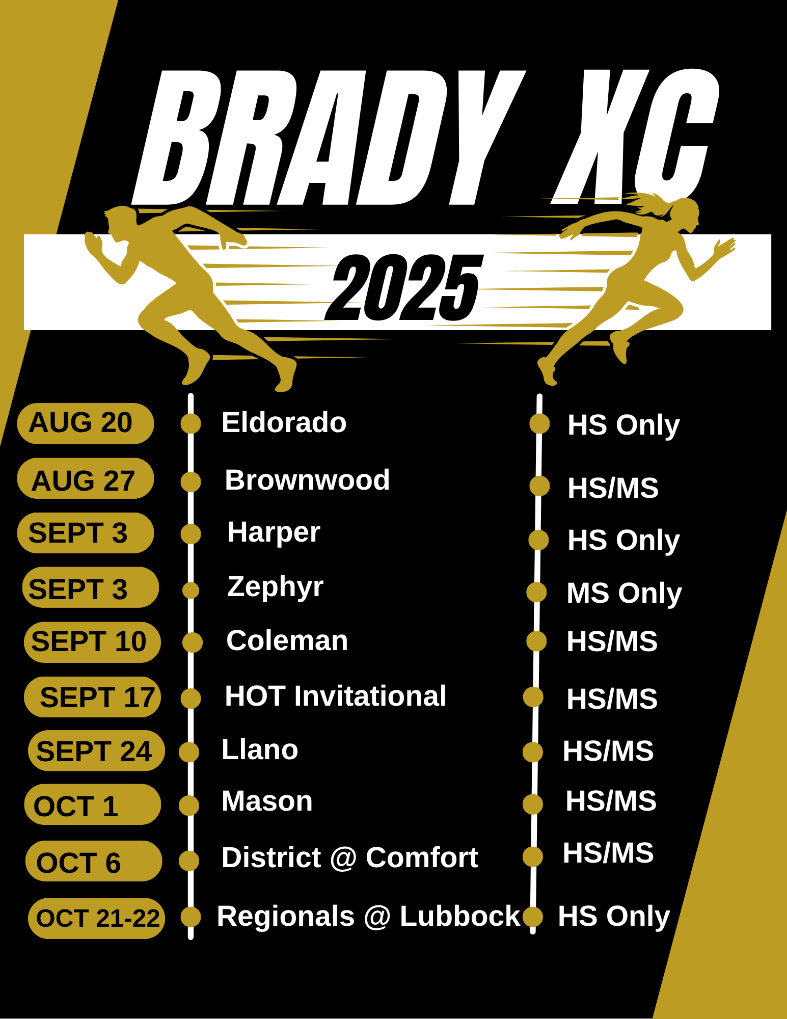 2025 XC Schedule