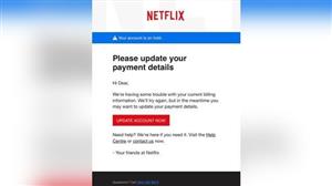 Please update your payment details message branded as Netflix 