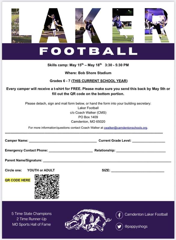 Football Skills Camp Grades 6-7 Flyer