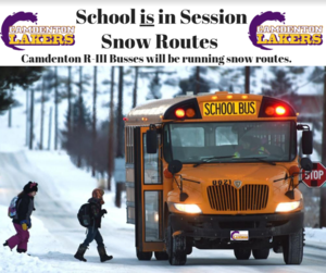 Snow Routes will be used for both AM and PM bus routes on Thursday December 19, 2019.