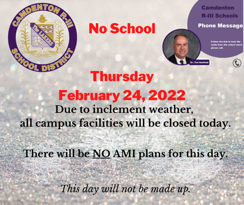 No School - Thursday, February 24, 2022