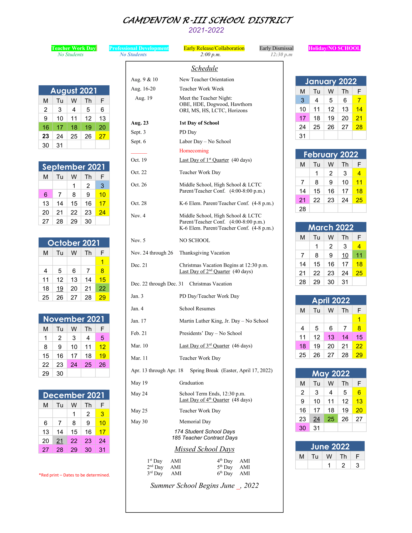 District Calendar