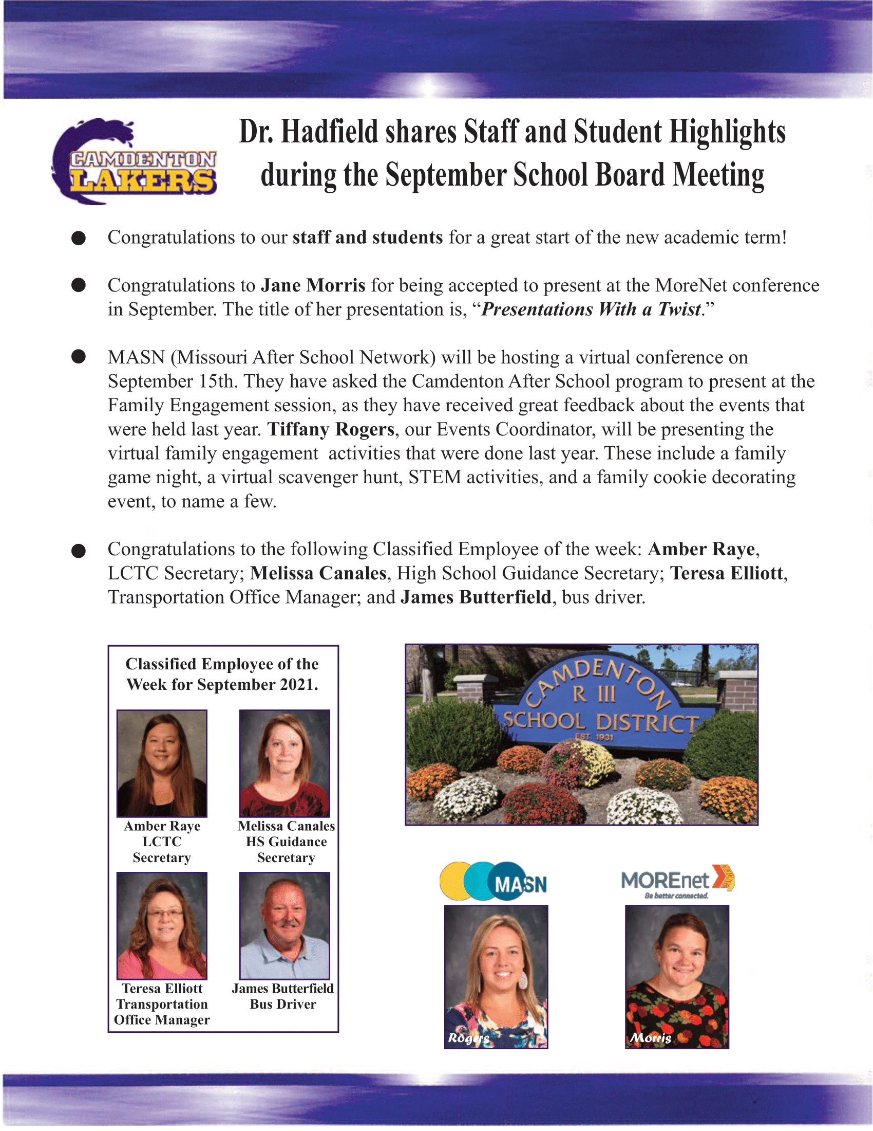 September Board Recognition