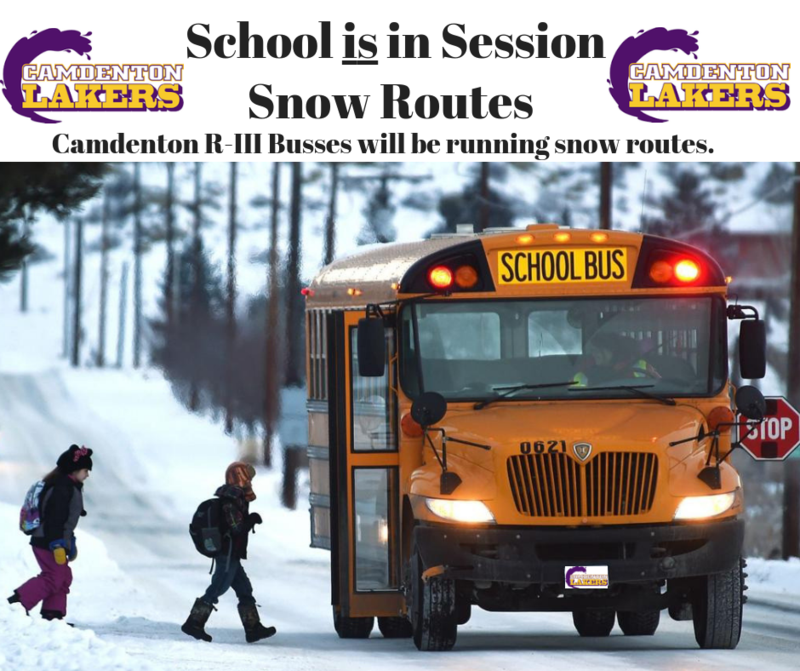 School is in Session Moday, February 18th  -  Snow Routes will be used for both AM and PM  routes