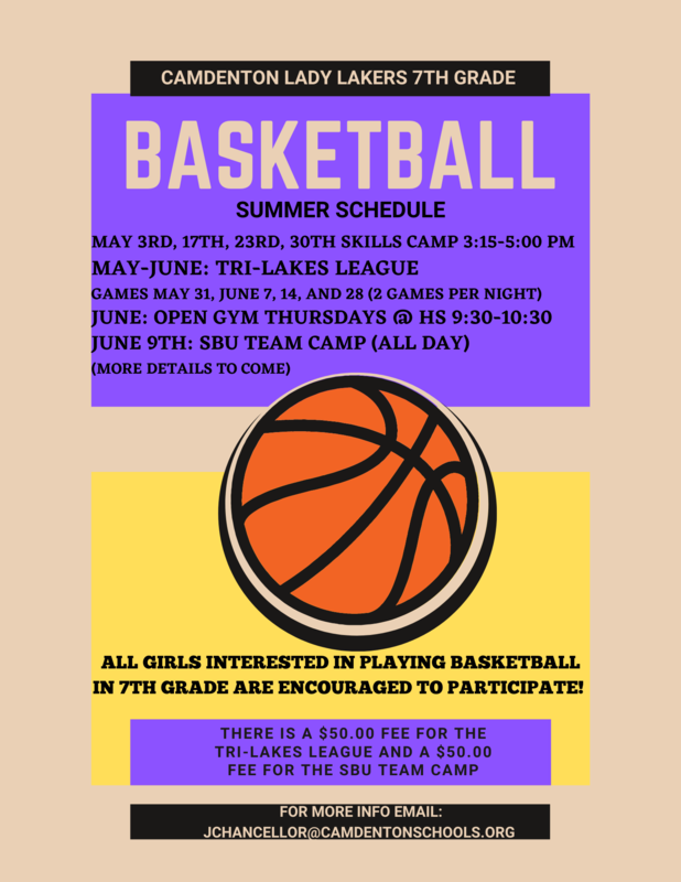 7th Grade Girls Summer Basketball Flyer
