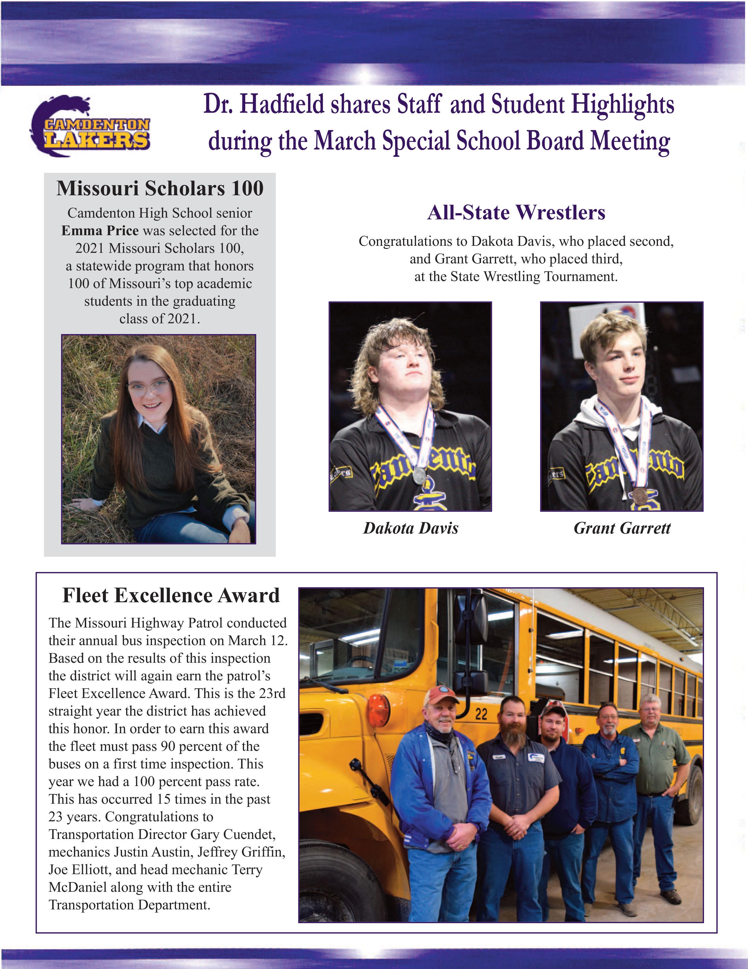 March Special Board Meeting Recognition