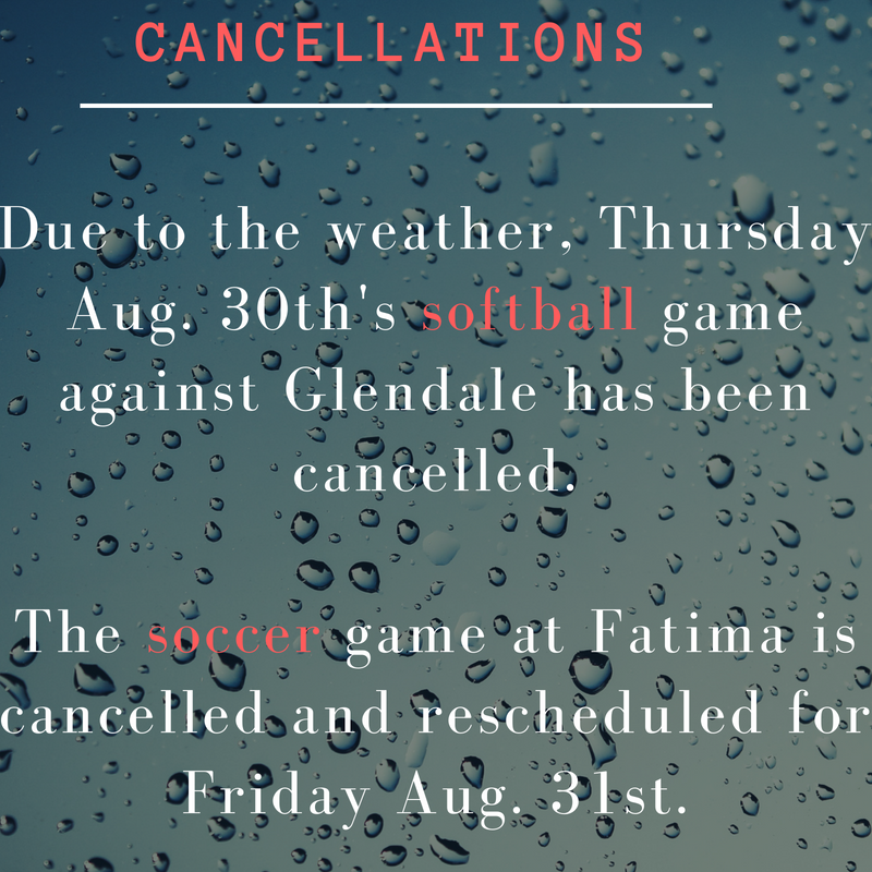 Sporting Event Cancellations for Thursday Aug. 30th