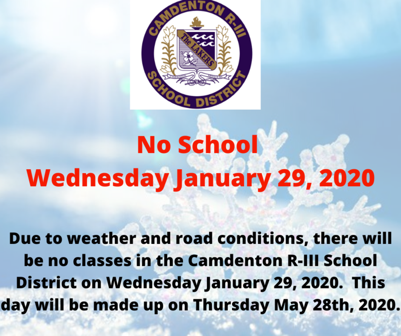 No School - Wednesday January 29, 2020