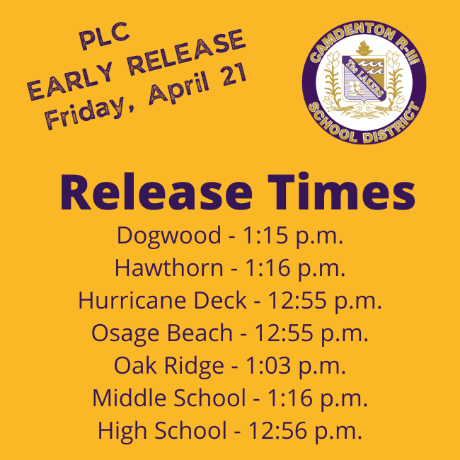 Dismissal times for Friday, April 21