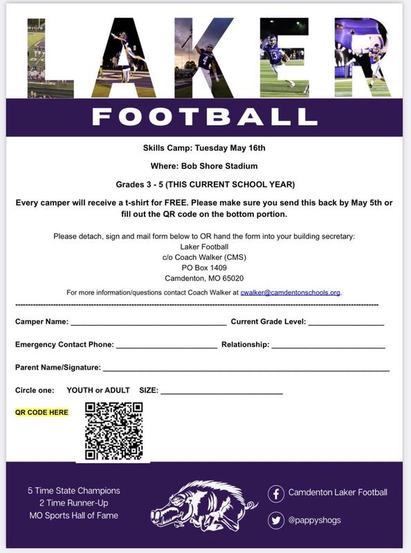 Football Skills Camp Grades 3-5 Flyer