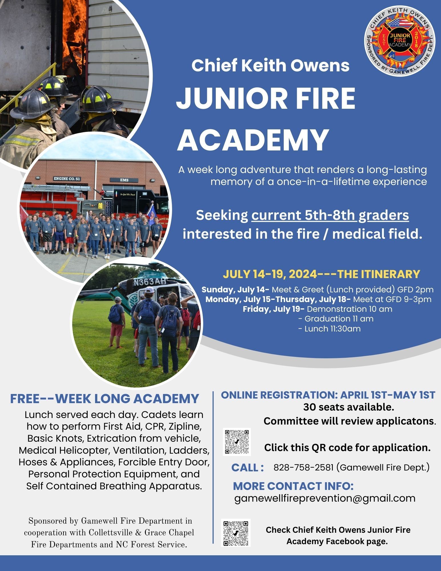  Flyer with information about the fire academy