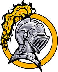 knight helmet in gold circle 