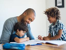 parent helping child with homework