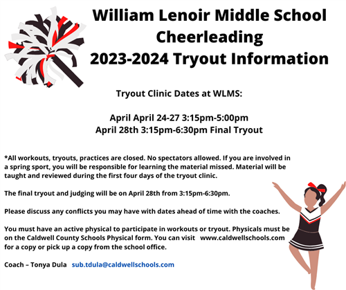 cheerleading tryout flyer, information in post