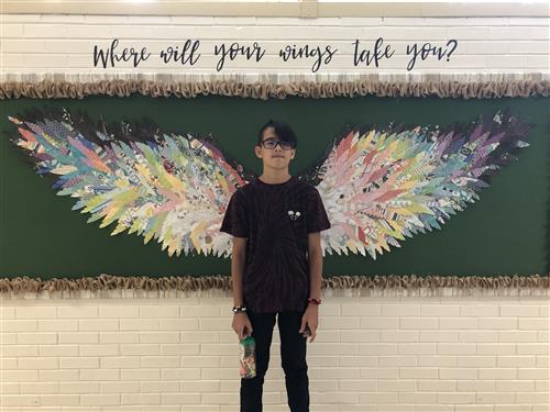 Wings behind Student