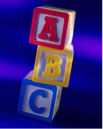 ABC learning blocks stacked.