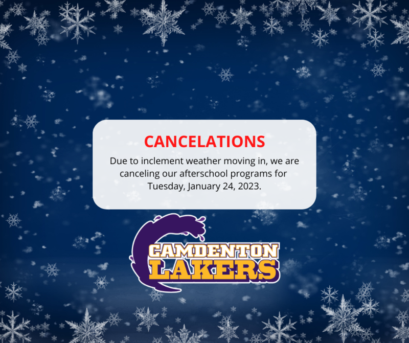 Afterschool Programs Canceled  - Tue. Jan. 24