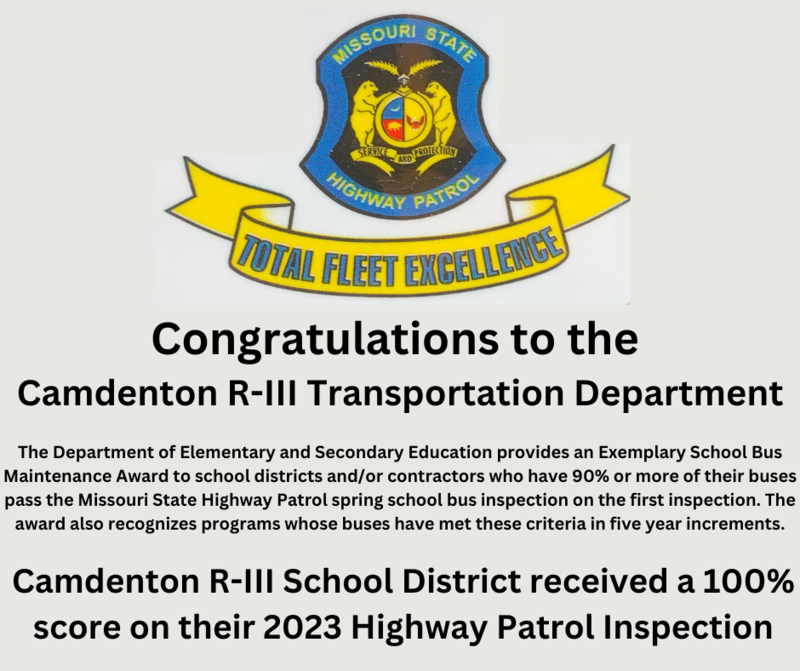 100% score Highway Patrol Inspection of busses