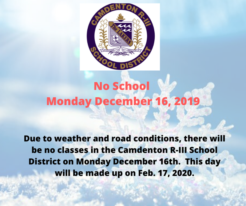 No Classes on Monday December 16th