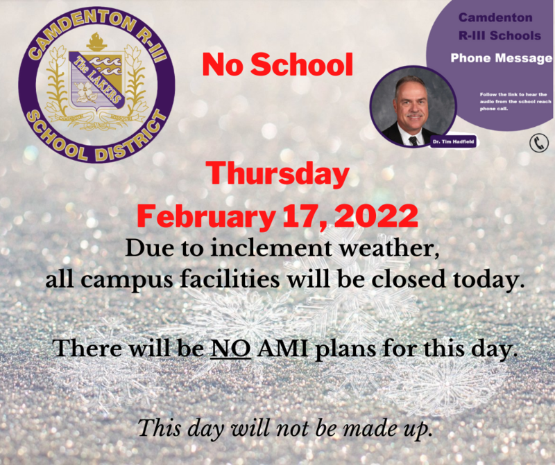 No school - Thursday, February 17, 2022