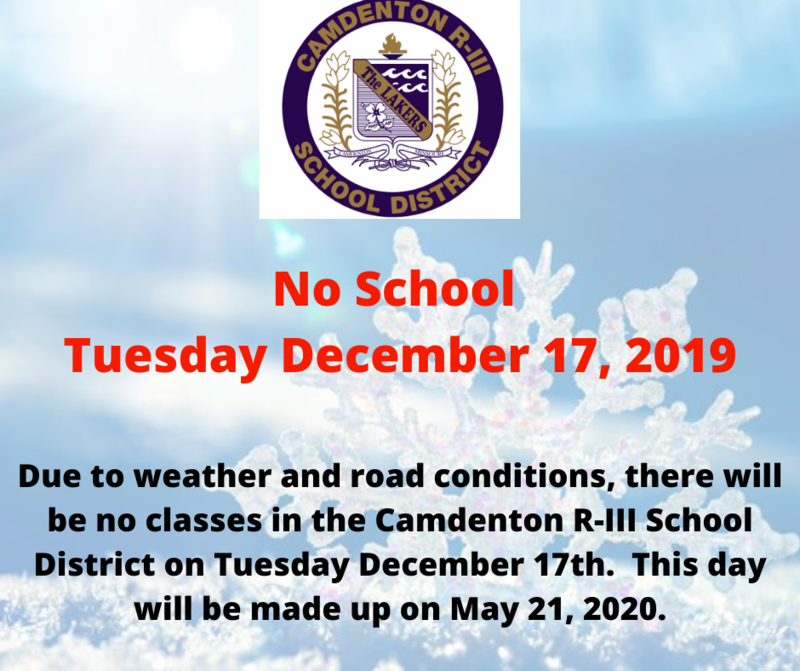 No Classes on Tuesday December 17th