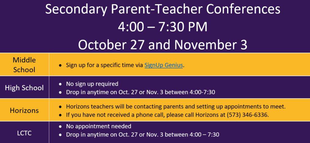 Secondary Conferences