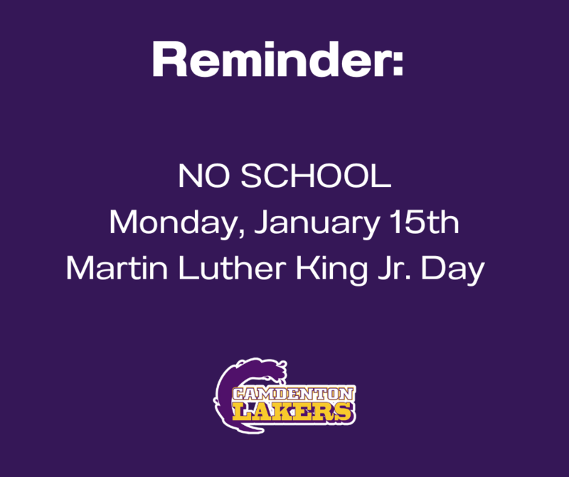 No School Monday, January 15th