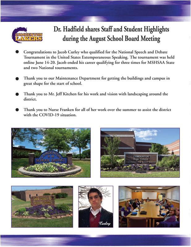 August Board Highlights & Recognitions