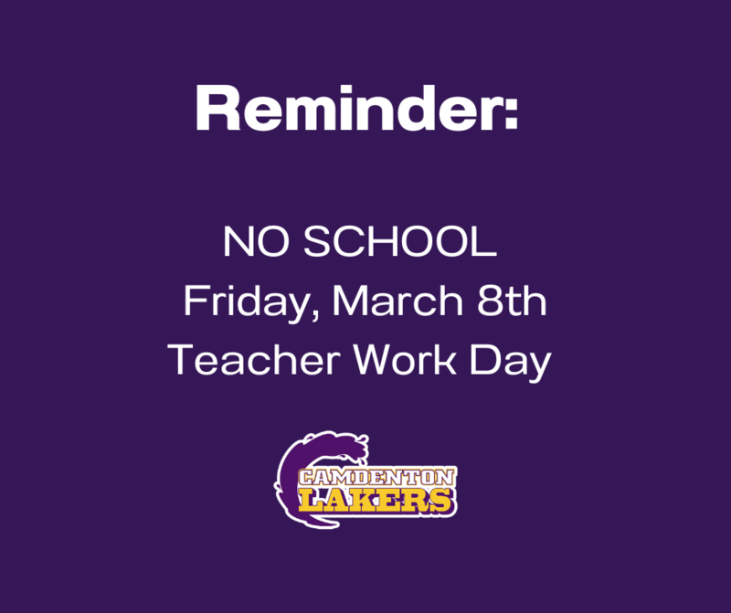 No School Friday, March 8th