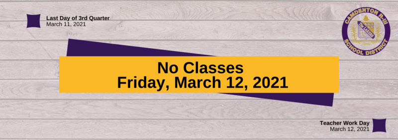 No School - Friday, March 12, 2021