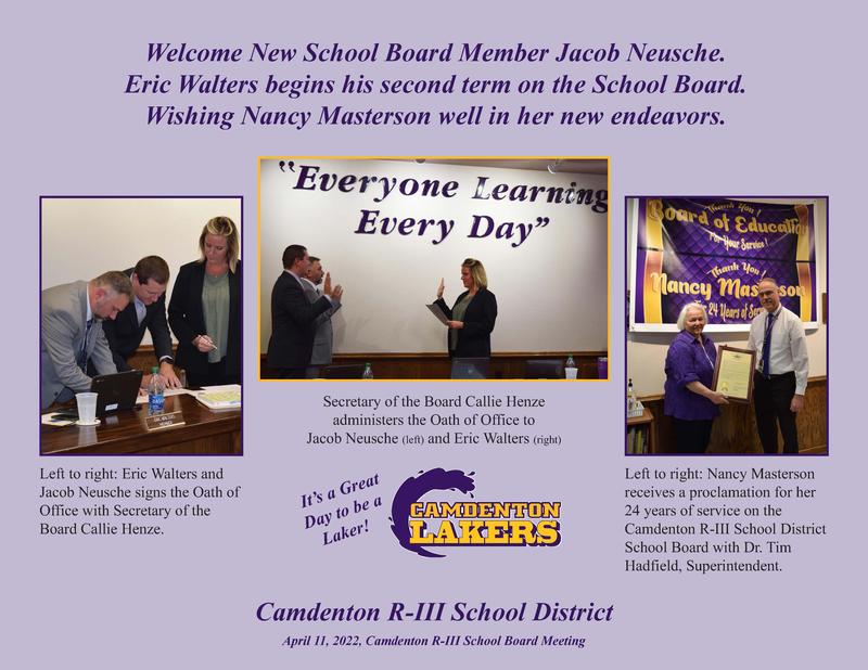 Camdenton R-III School District Welcomes School Board Members