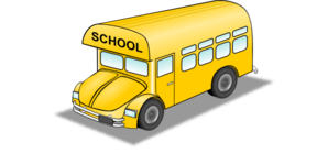 A cartoon image of a school bu driving